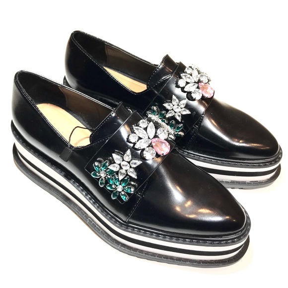 Zara Shoes - NEW Zara Trafaluc Black Jeweled Platform Shoes